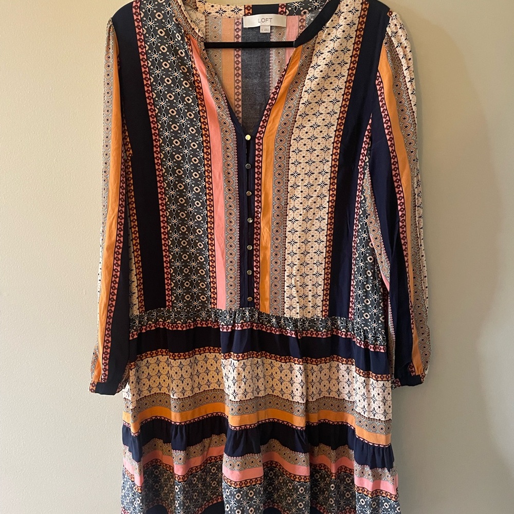 Ann Taylor TLOFT Multicolor Drop Waist Dress